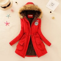 Áo Khoác Parka Nữ Dài Có Cổ Lông, Áo Ấm Mùa Đông Cỡ Lớn