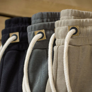 Shorts de sport pour hommes en coton 100% avec cordon de serrage, logo personnalisé, en molleton tricoté, pour la course à pied - Product Image 1