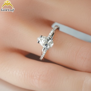 แหวนเพชรที่ปลูกในแล็บแบบกำหนดเอง1CT ตัดลูกแพร์ทองแข็ง18k ใบรับรอง VVS CVD HPHT ได้รับการรับรองจาก giigi - Product Image 3