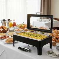 Kommerzielle Gastronomieausrüstung: Schwarzes Speisenwärmer-Set, Moderner Edelstahl-Buffet-Chafing-Dish für Partys