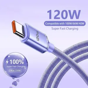 6a Kabel USB C 120W Kabel Tipe C Kawat Pengisian Cepat untuk Huawei Kabel Data Kabel USB Charger