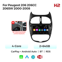 Navifly 8 cœurs 6+128 Go 4G LED WIFI BT Car-Play Auto Radio FM Multimédia GPS Navigation pour Peugeot 206 206CC 206SW 2000-2008