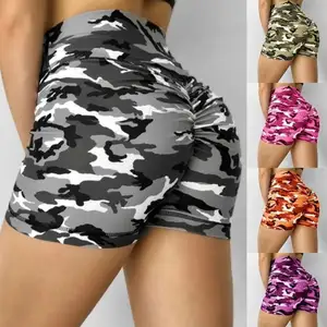 Short de camouflage taille haute pour femmes, vêtements d'été pour la course à pied, entraînement, froissé des fesses, vente spéciale, collection