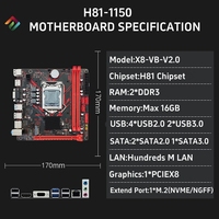 Motherboard ITX H81 generasi ke-4 Intel CORE CPU LGA1150 DDR3 SATA Gaming M.2 NVME kinerja tinggi harga murah untuk Desktop