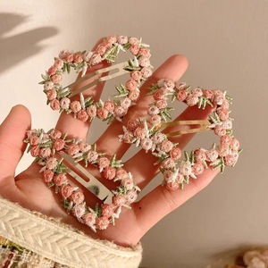 Pince à cheveux petite et fraîche, style pastoral, rose pêche, à motifs floraux, pour femme, nouvelle collection printemps - Product Image 5