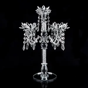 Suporte de velas de flores de cristal, design de luxo, qualidade superior, 6 braços, cristal, vidro, lotus