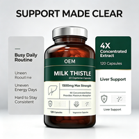 Capsules de Chardon-Marie Haute Puissance 1500mg, Silymarine Standardisée à 80%, Détox et Nettoyage du Foie, Capsules de Détox Naturelles