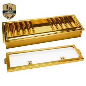 10 Rows Professional Golden Metal Casino Poker Chip Tray WIth Locking Cover