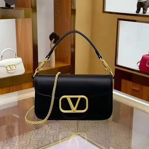 Sac à bandoulière vintage rouge français, chaîne simple, cuir véritable, fermeture éclair, sac à main polyvalent de haute qualité pour femmes - Product Image 2