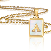 A-Z Alphabet Square Initial Halsketten Natürliche Muschel Buchstaben Halsketten Für Frauen Minimalisti scher Edelstahl Schmuck 2022
