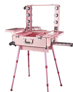 Belleza profesional 24 pulgadas llevar bombilla de viaje <span class=keywords><strong>maquillaje</strong></span> cajas rodantes estuche cosmético con 6 luces de bombilla - Product Image 2