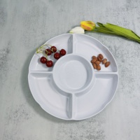 En gros Incassable Blanc Restaurant Mélamine 5 Compartiments Chip Dip Sections Divisé Plaques De Qualité Alimentaire et Sans BPA