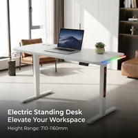 Bureau debout motorisé AOR en acier inoxydable, table de jeu informatique extensible avec éclairage LED double face, 20 modes réglables, direct usine