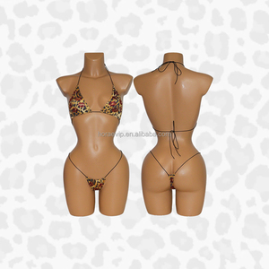 B227 Sexy Set Bikini Micro con Stampa Leopardata, Top Triangolare Estremamente Sottile e Perizoma, Costume da Bagno per Pole Dance Esotico - Product Image 2