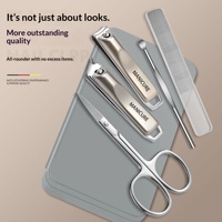 Ensemble de coupe-ongles en acier inoxydable anti-éclaboussures, portable, à embout incliné, 5 pièces, en boîte, pour manucure, outils de soin des ongles, logo personnalisé