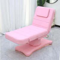 Table de massage électrique moderne entièrement noire pour salon de beauté, 3 moteurs, réglable, avec lumières, pour soins du visage et spa