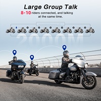 Intercom Casque Moto Bluetooth Sans Fil Fodsports Haute Qualité pour 2-10 Motards, Portée 1-2KM