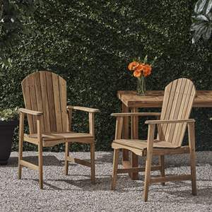 DB Outdoor Lot de 2 chaises de salle à manger Adirondack en bois d'acacia résistant aux intempéries avec finition naturelle - Product Image 1