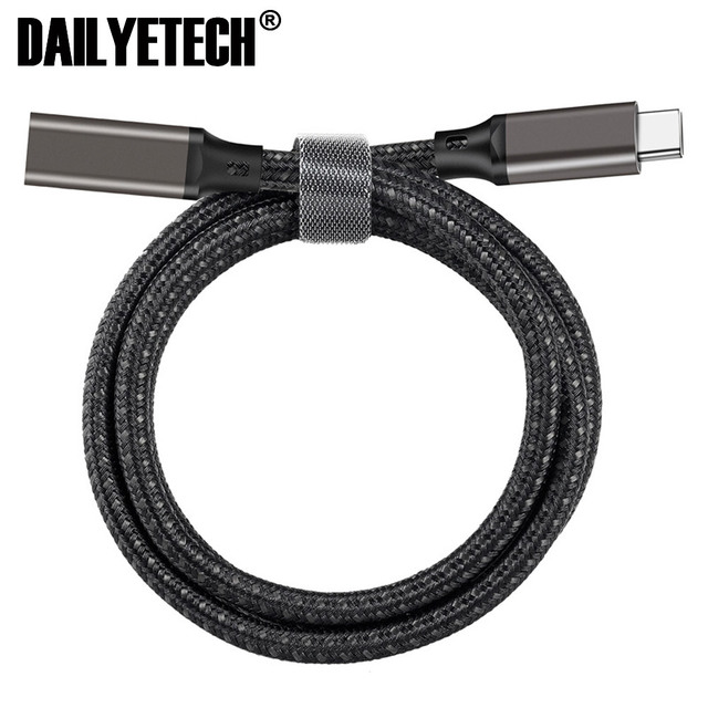 1M 100W PD 5A Curved USB3.2 Type-C Extension Cable 4K 60Hz 20Gbps USB-C Gen 2 Extender Cord
