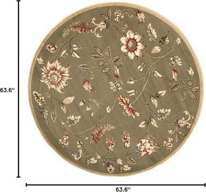 <span class=keywords><strong>Lyndhurst</strong></span> Collection Tapis Rond Vert Multi Floral Traditionnel Sans Déchirure Entretien Facile Haut Trafic Salon Chambre - Product Image 2