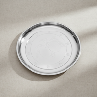 Assiette en acier inoxydable avec motif incrusté d'or, écologique, qualité alimentaire, style américain, pour dîner scolaire, familial ou de fête, fabriquée en Chine