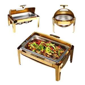 Calentador de Alimentos de Acero Inoxidable de Lujo de 9 Litros, Recipiente para Calentar Comida a Gas, Color Dorado <span class=keywords><strong>y</strong></span> Plateado, para Hoteles <span class=keywords><strong>y</strong></span> Restaurantes en Dubái - Product Image 3