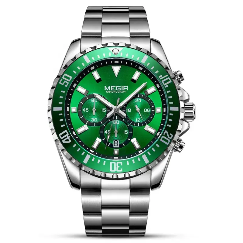 Megir 2064 Chronograaf Cadeau Horloges Luxe Zakelijke Horloges Mode Roestvrij Staal Mannen Pols Relojes Hombre Jongens Horloges