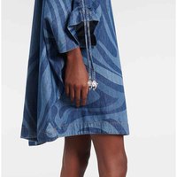 Fabricants de vêtements personnalisé printemps été automne tissu imprimé demi manches Denim caftan Mini robe