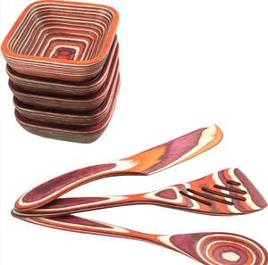 Colorful Layered <b>Wooden</b> Salad <b>Bowl</b>, Eco-Friendly Plywood Serving <b>Bowl</b>, Striped Wood <b>Bowl</b> for Kitchen & Tableware - Product Image 4