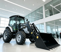 Tracteur agricole HANYE 75HP 4x4 avec moteur diesel Yunnei, chargeur frontal, climatisation, cabine, longue durée de vie, haute performance