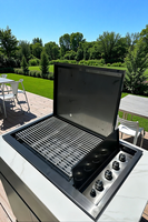 Cuisine extérieure encastrée haut de gamme en acier inoxydable 304 noir titane, barbecue à gaz intégré 4 brûleurs, brûleur simple face de haute qualité