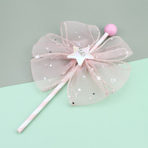 Mesh Lace Star Bow Fairy Wand Cake Topper Birthday Party Decoration Handmade Girly Princess Plug In - Product Image 3