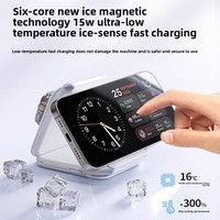 Penjualan terlaris 3-in-1 lipat magnetik 15W pengisian daya nirkabel berdiri ponsel pengisian cepat Earphone Desktop pemegang pengisi daya