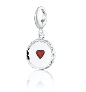 Breloque <span class=keywords><strong>Jammie</strong></span> Dodger en argent S925 plaqué or, émail rouge, pendentif biscuit, style vintage, pour l'heure du thé, à clipser, pour bracelets de bijoux pour enfants - Product Image 2