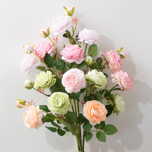 Cina all'ingrosso fabbrica diretta 3 peonie vera tocco di seta bianco occidentale <span class=keywords><strong>rosa</strong></span> <span class=keywords><strong>rosa</strong></span> peonia fiori artificiali per la festa di nozze - Product Image 3