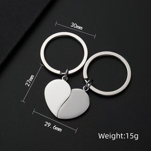Porte-clés <span class=keywords><strong>mousqueton</strong></span> vierge en acier inoxydable, forme cœur puzzle, personnalisable avec logo gravé au laser, vente en gros - Product Image 3