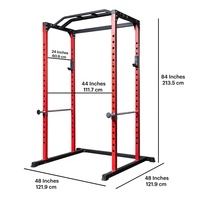 Support de banc de cage électrique multifonction pour salle de sport à domicile avec barres de sécurité solides crochets en J
