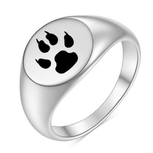Pet Paw Print Gold <b>Ring</b> 12MM Round Unisex Fashion Jewelry Gift - Product Image 3