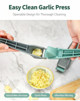 Presse-ail manuel en silicone avec lame en acier inoxydable, hachoir à ail portable, facile à nettoyer, outil de cuisine pour l'ail