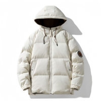 Veste doudoune matelassée coupe courte vintage en tissu épais, coupe-vent, à capuche, à changement de couleur, avec impression d'encre thermochromique personnalisée, style streetwear, pour l'hiver