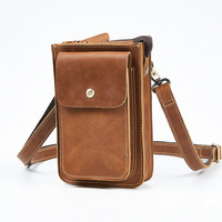 Sac banane rétro pour homme en cuir véritable, design Crazy Horse vintage, avec fermeture éclair, imperméable