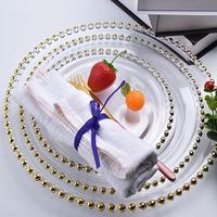 Assiettes de Présentation Rondes en Plastique Transparent de 13 Pouces avec Bord Perlé pour Mariages, Décoration de Table et Événements Festifs