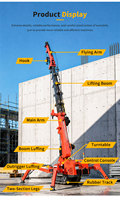 Grue araignée portable de 8 tonnes, télécommandée, compacte, sur chenilles, diesel-électrique, hauteur maximale de 21 m pour intérieur et extérieur