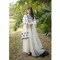 Ensemble Salwar Kameez en soie pour femmes, pour occasions spéciales, avec broderie au fil, sans plis