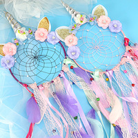 Décoration murale en coton Art Déco Licorne pour chambre de filles, attrape-rêves en plumes pour enfants