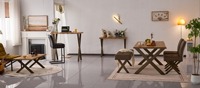 Table basse moderne en MDF avec plateau en bois de chêne et pieds en métal pour le salon