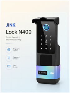 Serrure de porte intelligente extérieure JINK N400 Matter Over Thread avec lecteur d'empreintes digitales, clavier, carte, application, en alliage d'aluminium pour portes métalliques de 35 à 80 mm - Product Image 2