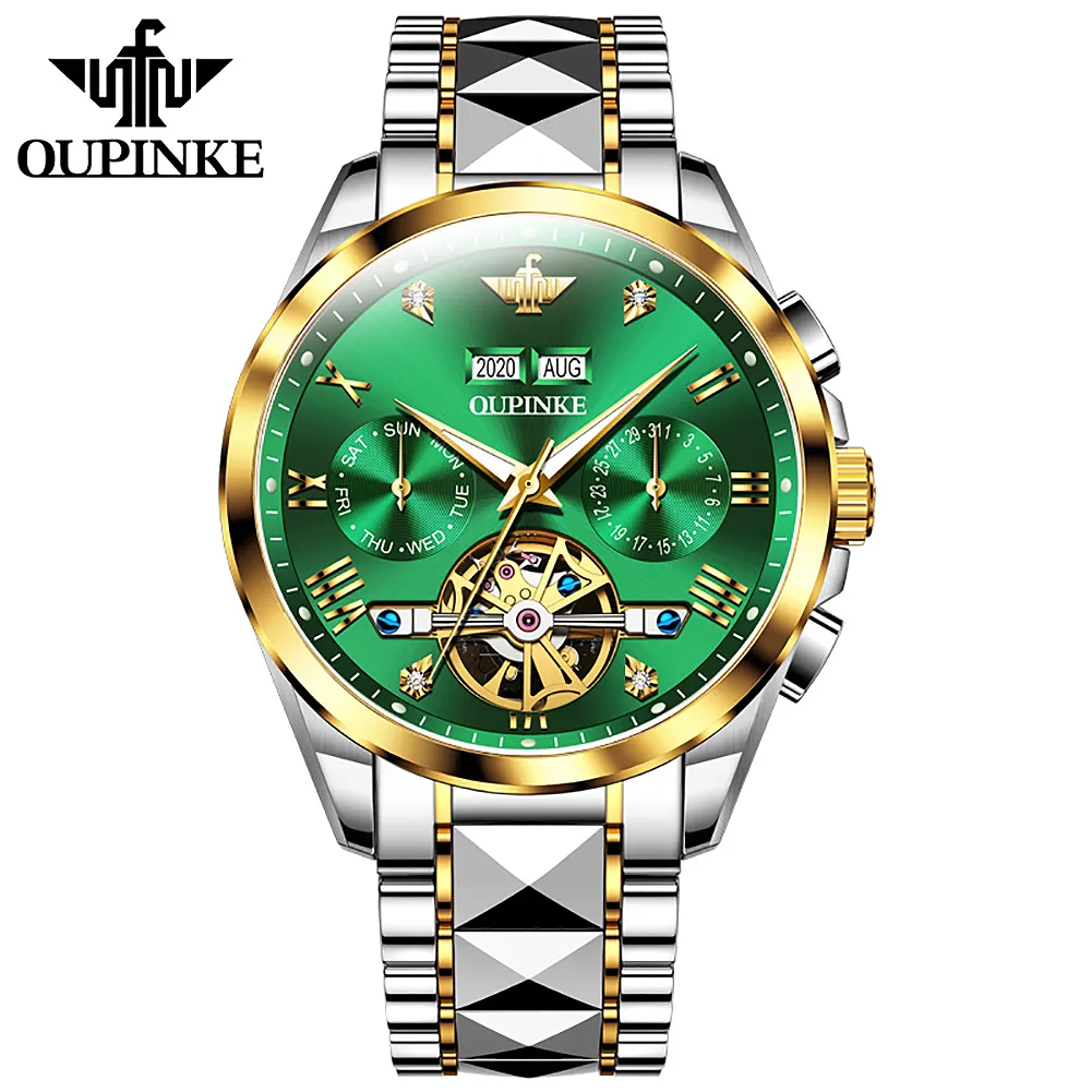 Oupinke relógios de pulso masculinos, 3186 marca de luxo relógios mecânicos automáticos relógio de pulso à prova d' água para homem