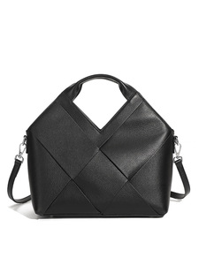 Bolso de mano de cuero genuino para mujer, diseño geométrico entrecruzado, bolsos de diseño hechos a mano, bolso de hombro de cuero tejido. - Product Image 6
