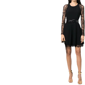 Sexy Casual Summer Lace Long Sleeve V-Neck A-Line Dress with <b>Mini</b> Skirt Breathable Washable Factory Direct - Product Image 1